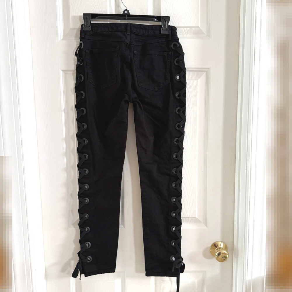3x1 NYC Women Black Lace Up Side Skinny Jeans‎ Size 25